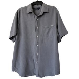 Nat Nast Luxury Originals Large Grey Silk Cotton Short Sleeve Shirt American Fit